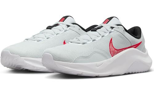 Nike Legend Essential 3 Next Nature Men's Workout Shoes (DM1120-010, Pure Platinum/White/Black/University Red) Size 12