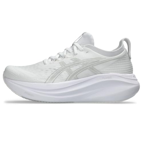 ASICS Women's Gel-Nimbus 27 Running Shoes, 12, White/Glacier Grey