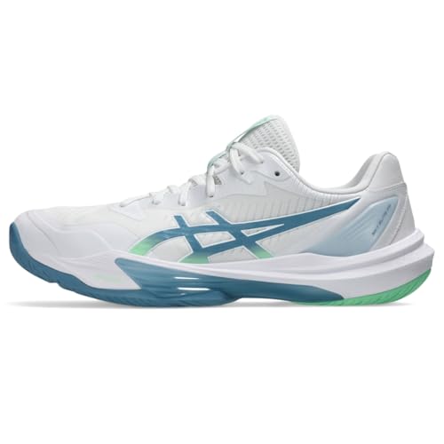 ASICS Men's Sky Elite FlyteFoam 3 Volleyball Shoes, 9.5, White/SABA Blue