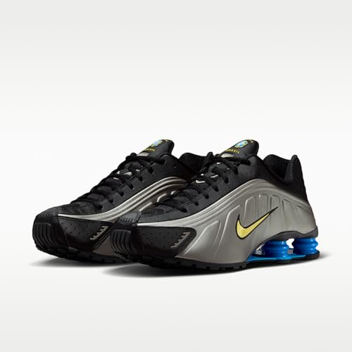 Nike Shox R4 Men's Shoes (Black/Metallic Pewter/Light Photo Blue/Canary) Size 12