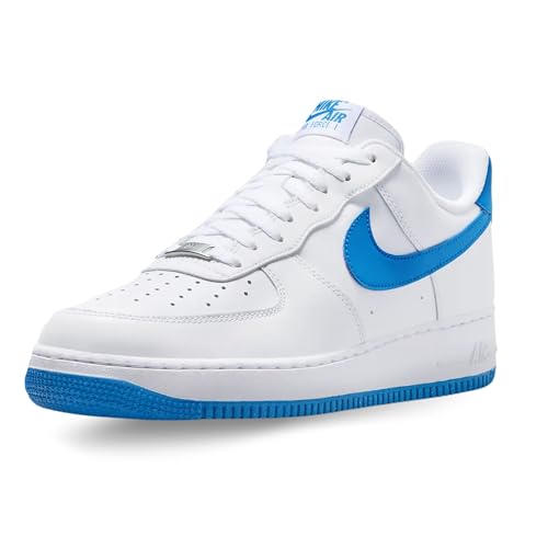 Nike Men's Air Force 1 '07Sneaker, White Photo Blue White, 9 US