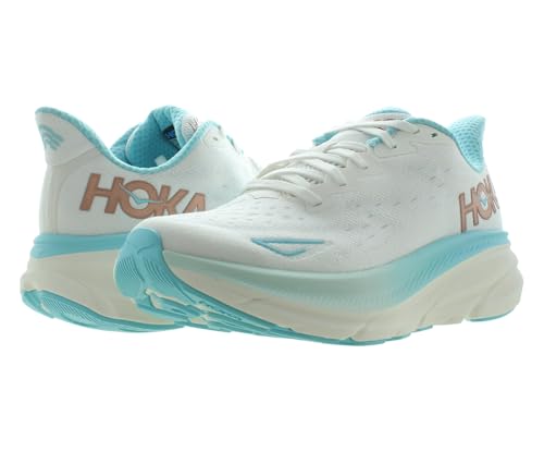 HOKA Clifton 9 Womens Shoes Size 8, Color: Frost/Rose Gold