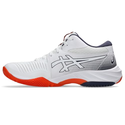ASICS Men's Netburner Ballistic FlyteFoam Mid Top 3 Volleyball Shoes, 7, White/Indigo Fog