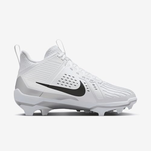 Nike Alpha Menace Strong Men's Football Cleats (II5139-100, White/Metallic Silver/Black) Size 9