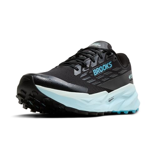 Brooks Women’s Cascadia 19 GTX Waterproof Mountain Trail Running Shoe - Black/Ebony/Blue Flower - 7.5 Medium