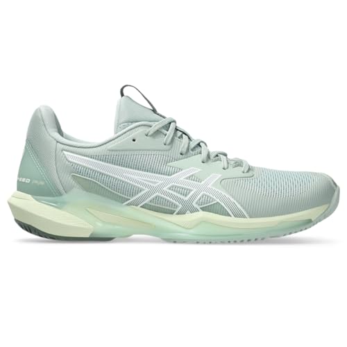 ASICS Women's Solution Speed FlyteFoam 3 Tennis Shoes, 8.5, Lichen Rock/White
