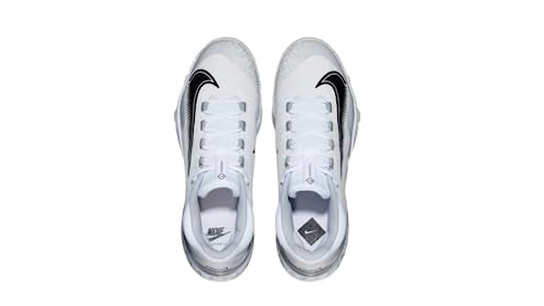 Nike Alpha Huarache Elite 4 Low MCS FD6255-100 White-Grey-Black Men's Baseball Cleats 10.5 US