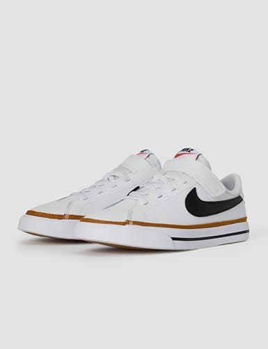 Nike Unisex Kids Court Legacy, White/Black/Desert Ochre/Gum Light Brown, 1Y