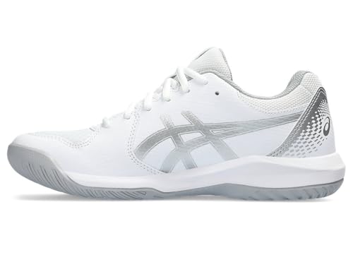 ASICS Women's Gel-Dedicate 8 Tennis Shoes, 5, White/Pure Silver
