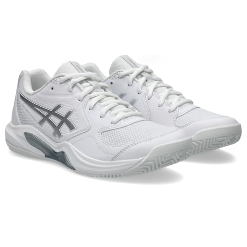 ASICS Women's Gel-Dedicate 9 Clay Tennis Shoes, 7.5, White/Pure Silver