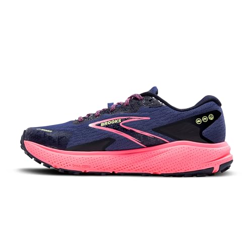 Brooks Women’s Divide 5 GTX Waterproof Trail Running Shoe - Grey Blue/Pink/Lime - 6 Medium