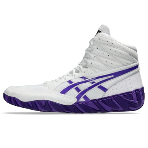 ASICS Men's Aggressor 6 Wrestling Shoes, 6.5, White/Radiant Amethyst