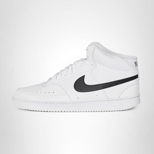 Nike Men's Court Vision Mid Next Nature Shoes, White/Black-White, 12
