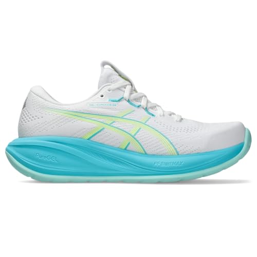 ASICS Women's Gel-Cumulus 28 Running Shoes, 8, White/Energy Aqua