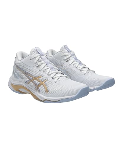 ASICS Women's Netburner Ballistic Ff Mt 4 Sneaker, White Champagne, 8 UK
