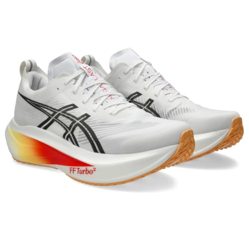 ASICS Unisex MEGABLAST Running Shoes, 4M / 5.5W, White/Orange Glow