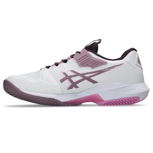 ASICS Women's Solution Speed FF 4 Clay Tennis Shoes, 6, White/Dusty Mauve