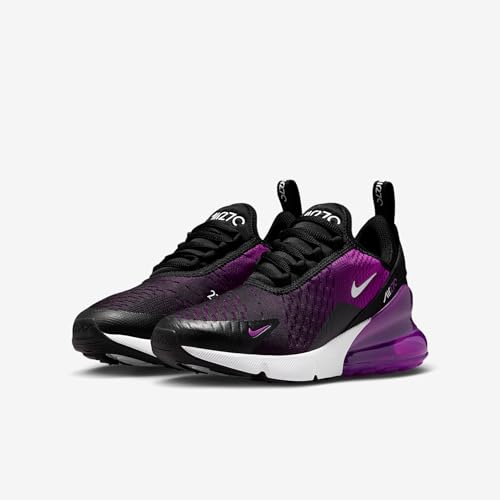 Nike Air Max 270 Big Kids' Shoes (Black/Vivid Purple/White) Size 5
