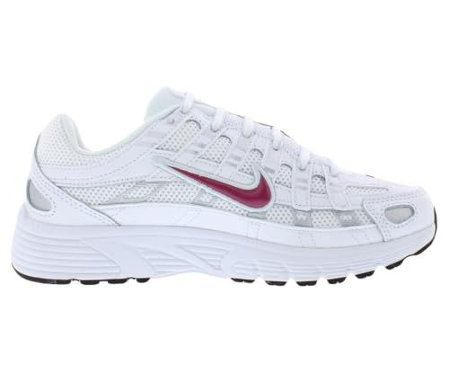 Nike P-6000 GS Boys Shoes Size 5.5, Color: White/Sweet Beet/Metallic Platinum