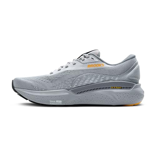 Brooks Men’s Adrenaline GTS 24 Supportive Running Shoe - Alloy/White/Gold Fusion - 8 Medium