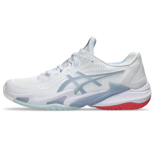 ASICS Women's Court FlyteFoam 3 Tennis Shoes, 6, White/Sky