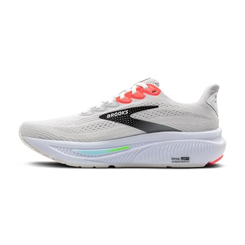 Brooks Men’s Ghost 17 Neutral Running Shoe - White/Pink Clay/Gecko - 12 Medium