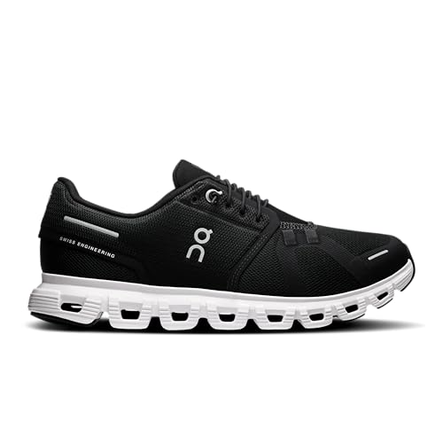 On Women's Cloud 6 Sneakers, Black | White, 8 Medium US