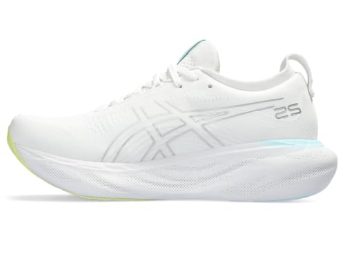 ASICS Women's Gel-Nimbus 25 Running Shoes, 9.5, White/Pure Silver