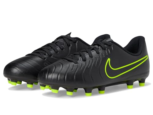 Nike Unisex Kid's Jr. Tiempo Legend 10 Club Multi-Ground Low-Top Soccer Cleats (Little Kid/Big Kid) Black/Volt 3.5 Medium