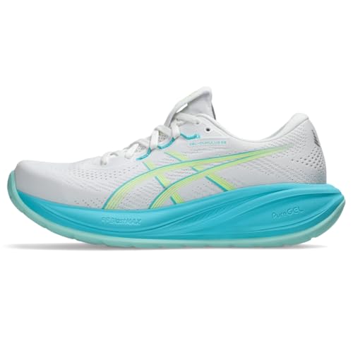 ASICS Women's Gel-Cumulus 28 Running Shoes, 8, White/Energy Aqua