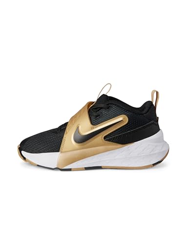 Nike Little Kid's Team Hustle D Basketball Shoes, Black/Black-Metallic Gold-White, 13C