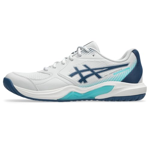 ASICS Men's Gel-Dedicate 9 Pickleball Tennis Shoes, 10.5, Concrete/MAKO Blue