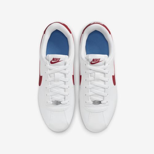 Nike Cortez Big Kids' Shoes (DM0950-115, White/Varsity Blue/Varsity Red) Size 7