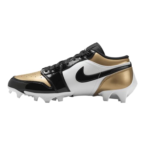 Jordan 1 Low TD Men's Football Cleat (FJ6245-701, Metallic Gold/White/Black) Size 11
