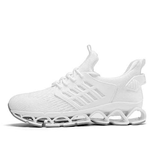 Mens Walking Shoes Slip on Blade Tennis Casual Fashion Trail Running Sneakers Comfort Non Slip Work Sport Athletic Trainers White