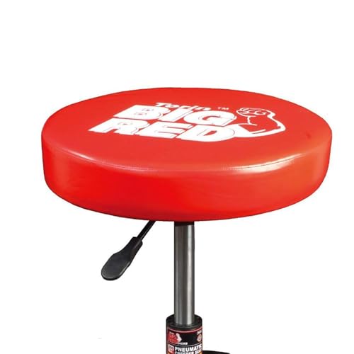 BIG RED TR6350 Torin Rolling Pneumatic Creeper Garage/Shop Seat: Padded Adjustable Mechanic Stool with Tool Tray Storage, Red Large