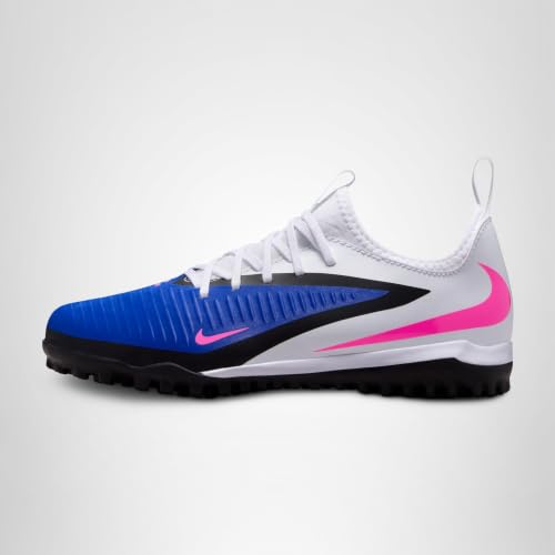 Nike Jr. Phantom 6 Low Academy Big Kids' Turf Soccer Shoes (Racer Blue/White/Pink Blast) Size 5