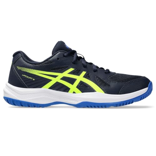 ASICS Kid's Upcourt 6 Grade School Volleyball Shoes, 1, Midnight/Safety Yellow