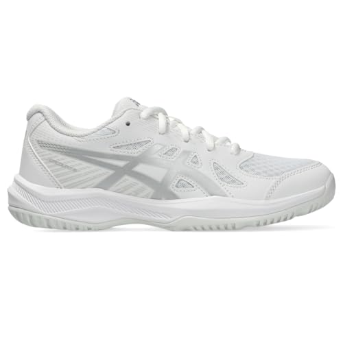 ASICS Kid's Upcourt 6 GS Volleyball Shoes, 4, White/Pure Silver