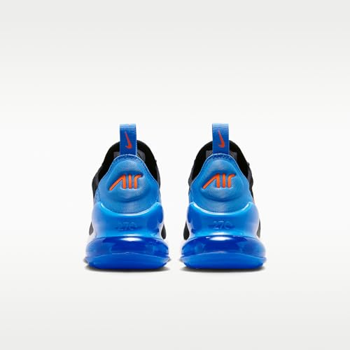 Nike Air Max 270 Big Kids' Shoes (Black/Blue Crystal/White/Turf Orange) Size 4.5