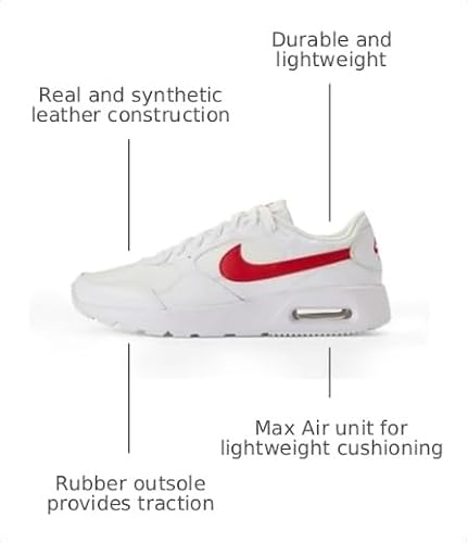 Nike Men's Air Max SC Shoes, White/University Red, 10.5