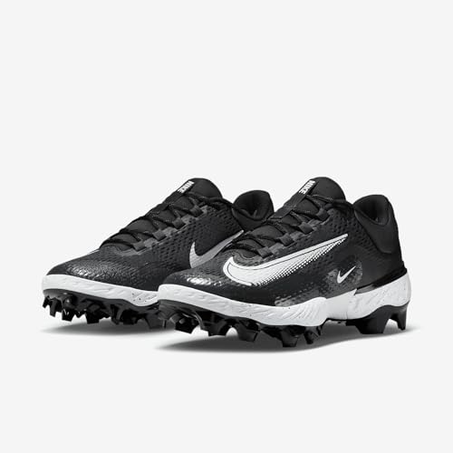 Nike Alpha Huarache Elite 4 Low MCS Men's Baseball Cleats (FD6221-003, Black/Dark Smoke Grey/White) Size 8.5