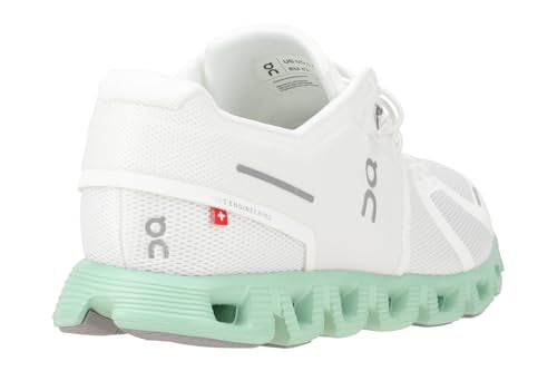 On Mens Cloud 5 Running Shoes, Undyed-White/Creek, 8.5 US
