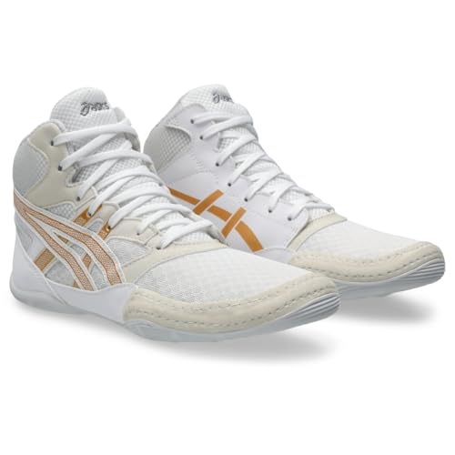 ASICS Kid's Snapdown 4 Grade School Wrestling Shoes, 2, White/Pure Gold