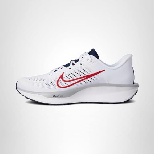 Nike Men's Quest 6 Road Running Shoes, White/University Red-Obsidian-Wolf Grey, 13