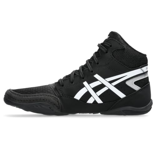ASICS Kid's Snapdown 4 Grade School Wrestling Shoes, 4, Black/White