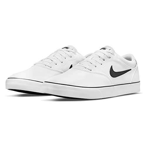Nike SB Chron 2 Canvas Skateboarding Shoes (White/White/Black) Size 10