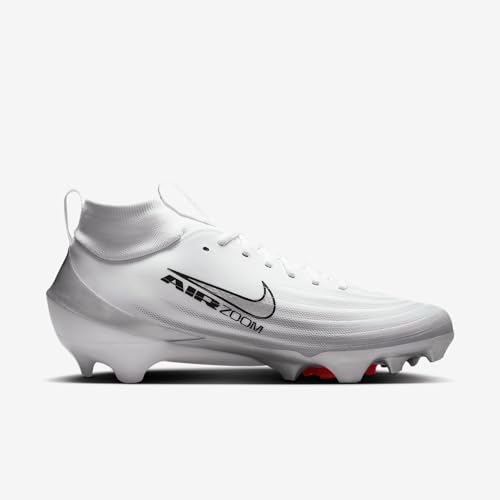 Nike Vapor Pro 1 Football Cleats (FB3298-100, White/Black/Summit White/Metallic Silver) Size 9