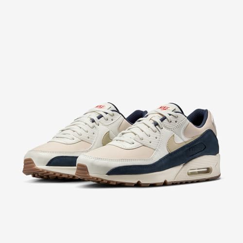 Nike Air Max 90 Premium Men's Shoes (Pale Ivory/Thunder Blue/Sail/Light Khaki) Size 8