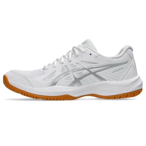 ASICS Women's Upcourt 6 Volleyball Shoes, 7.5, White/Pure Silver